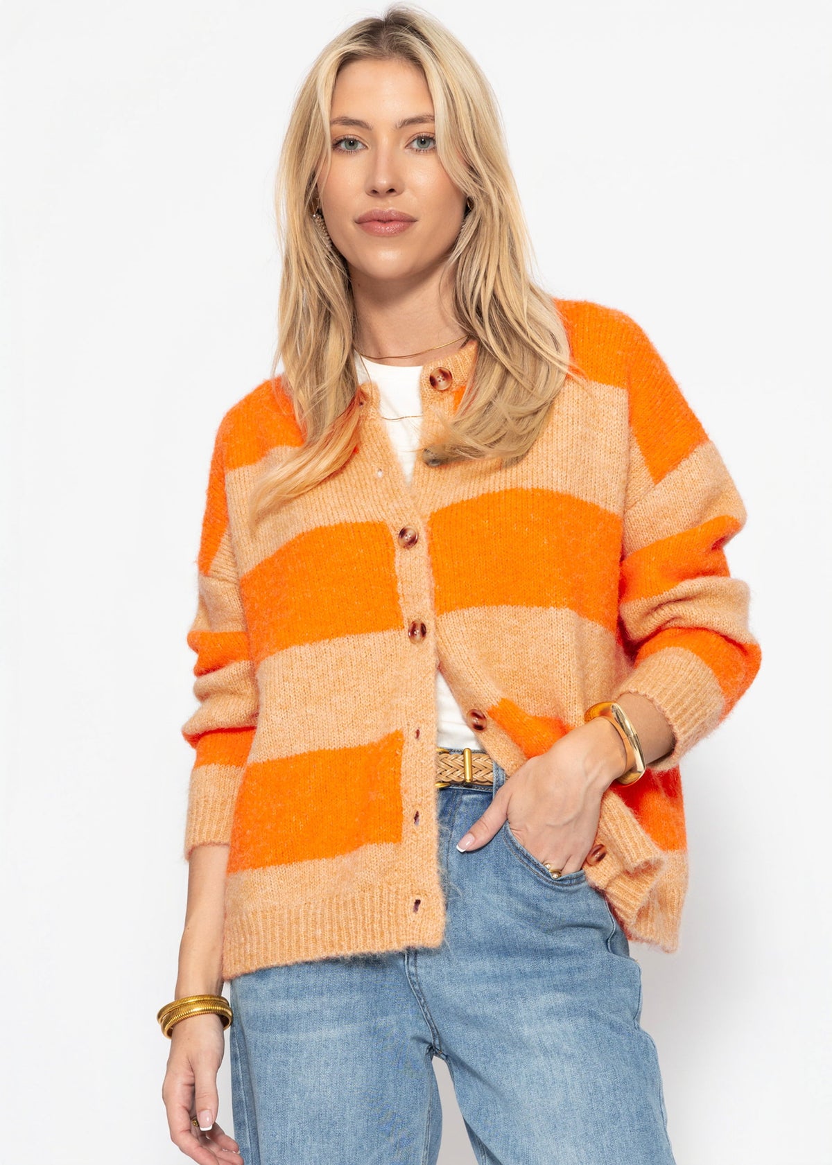 Cardigan à rayures - orange