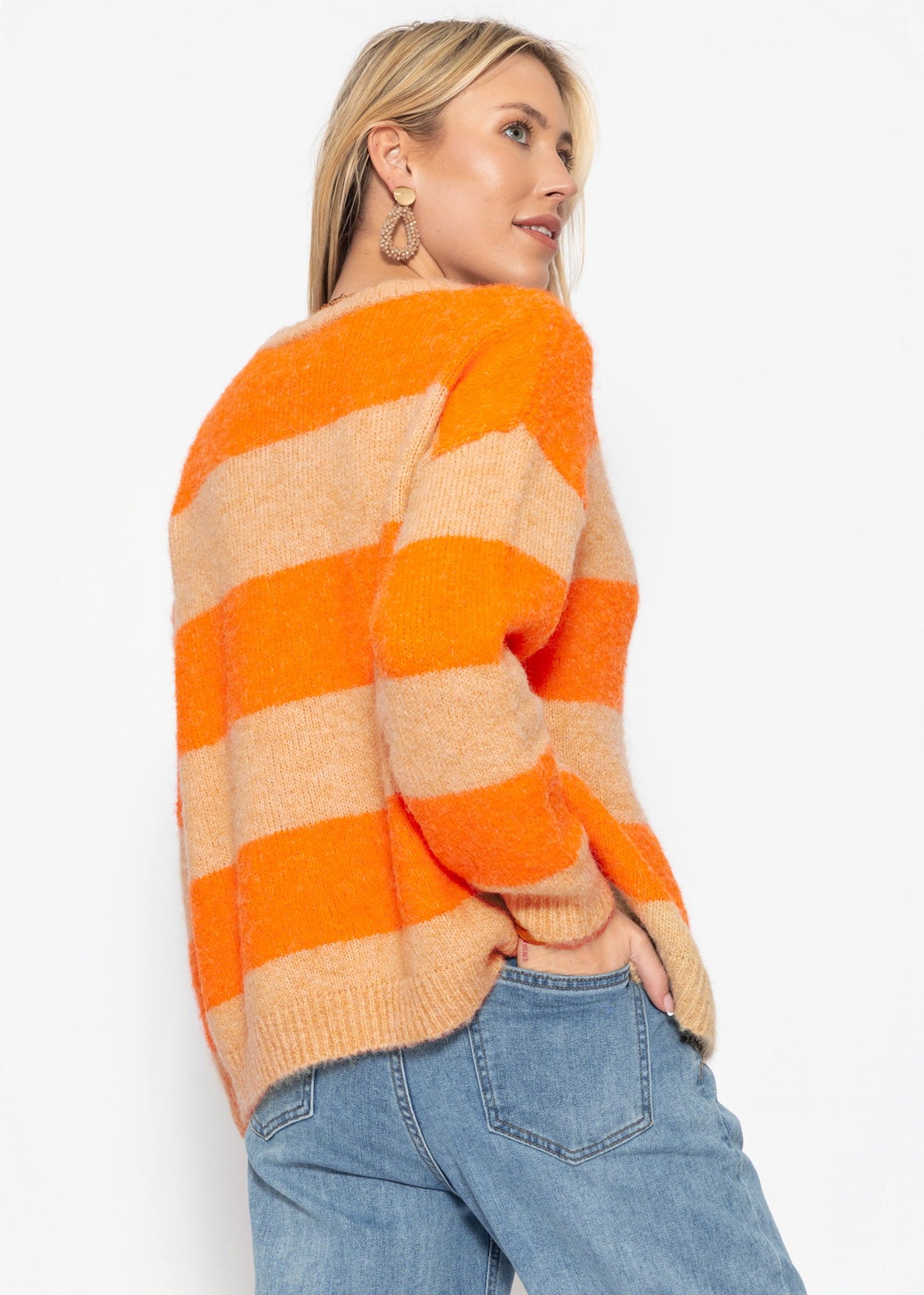 Cardigan à rayures - orange
