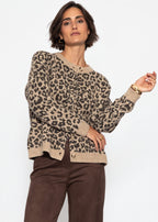 Cardigan à motif léopard - beige