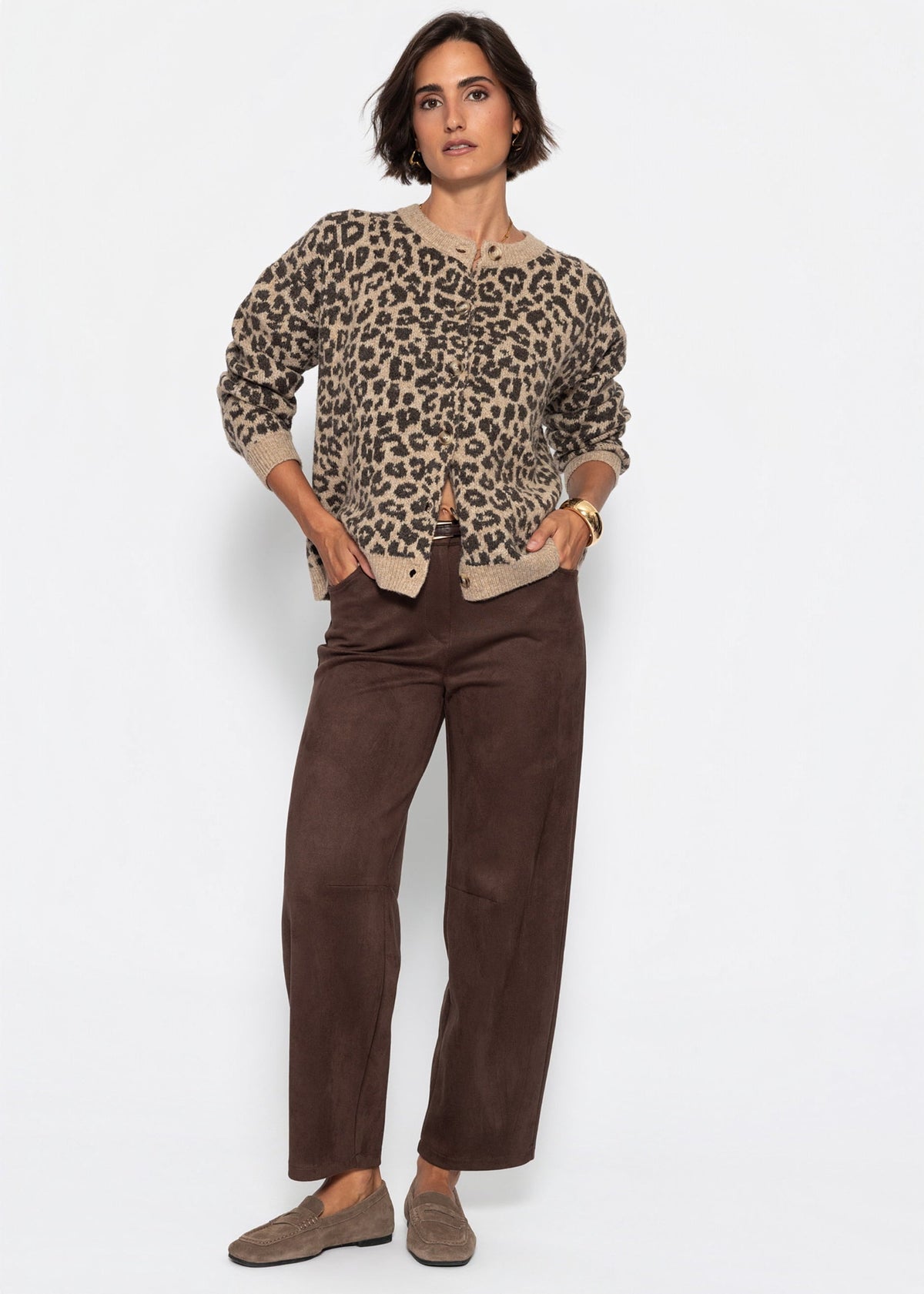 Cardigan à motif léopard - beige