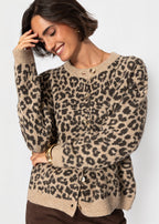 Cardigan à motif léopard - beige