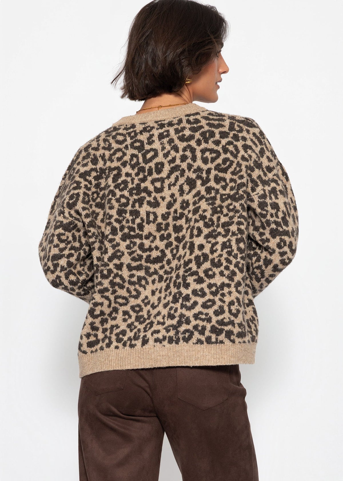 Cardigan à motif léopard - beige