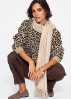 Cardigan à motif léopard - beige
