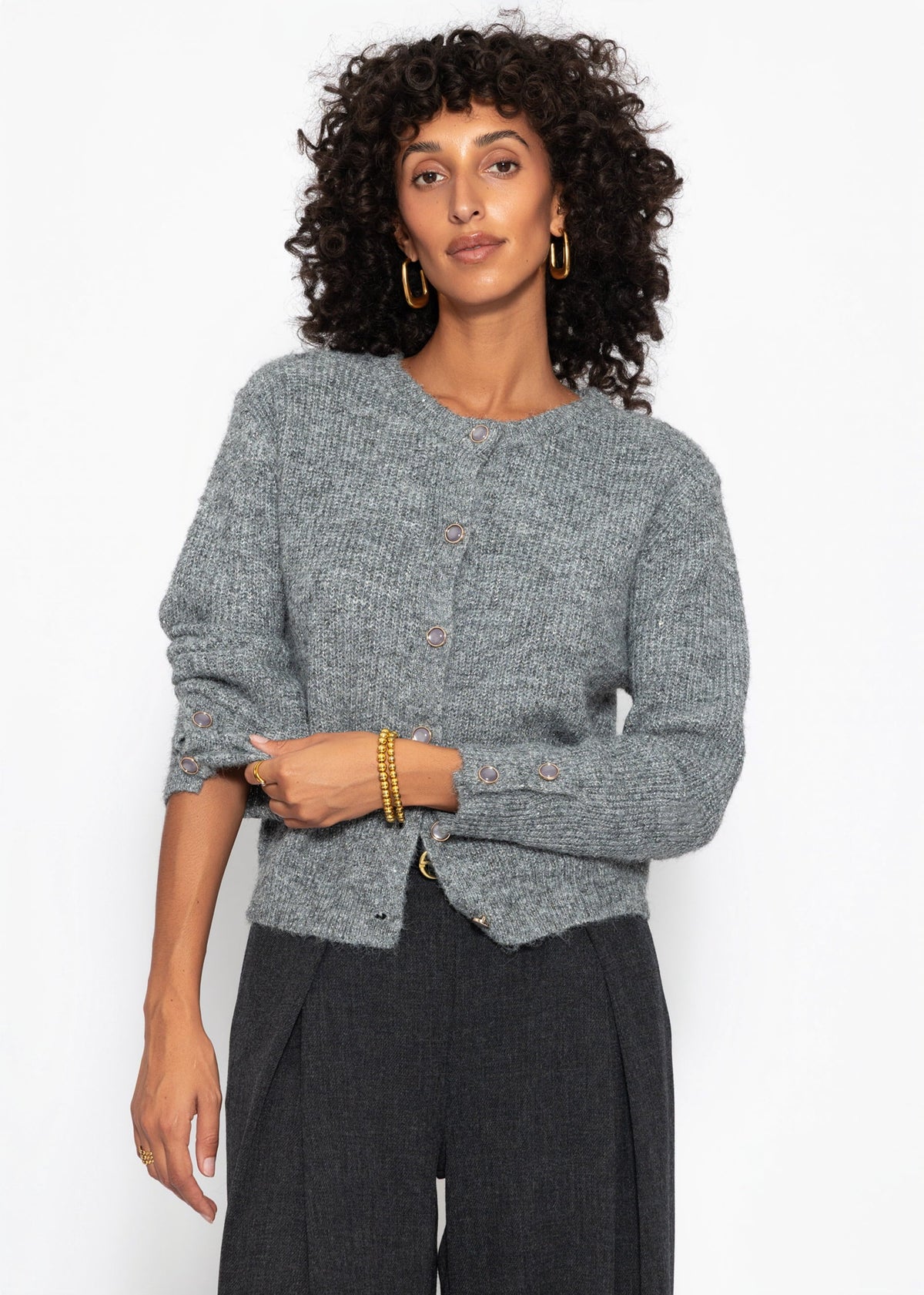 Cardigan avec Paillettes et Lurex - gris