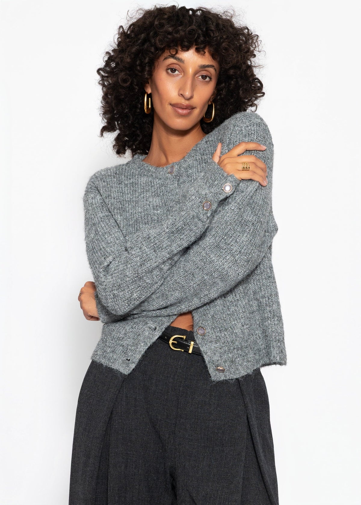 Cardigan avec Paillettes et Lurex - gris