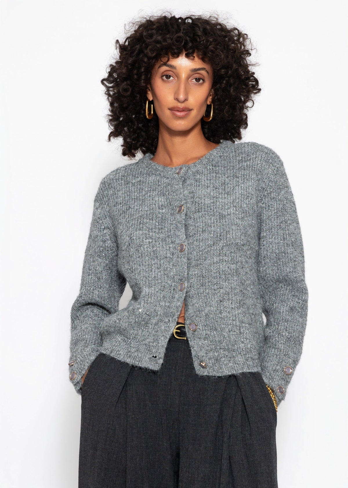 Cardigan avec Paillettes et Lurex - gris
