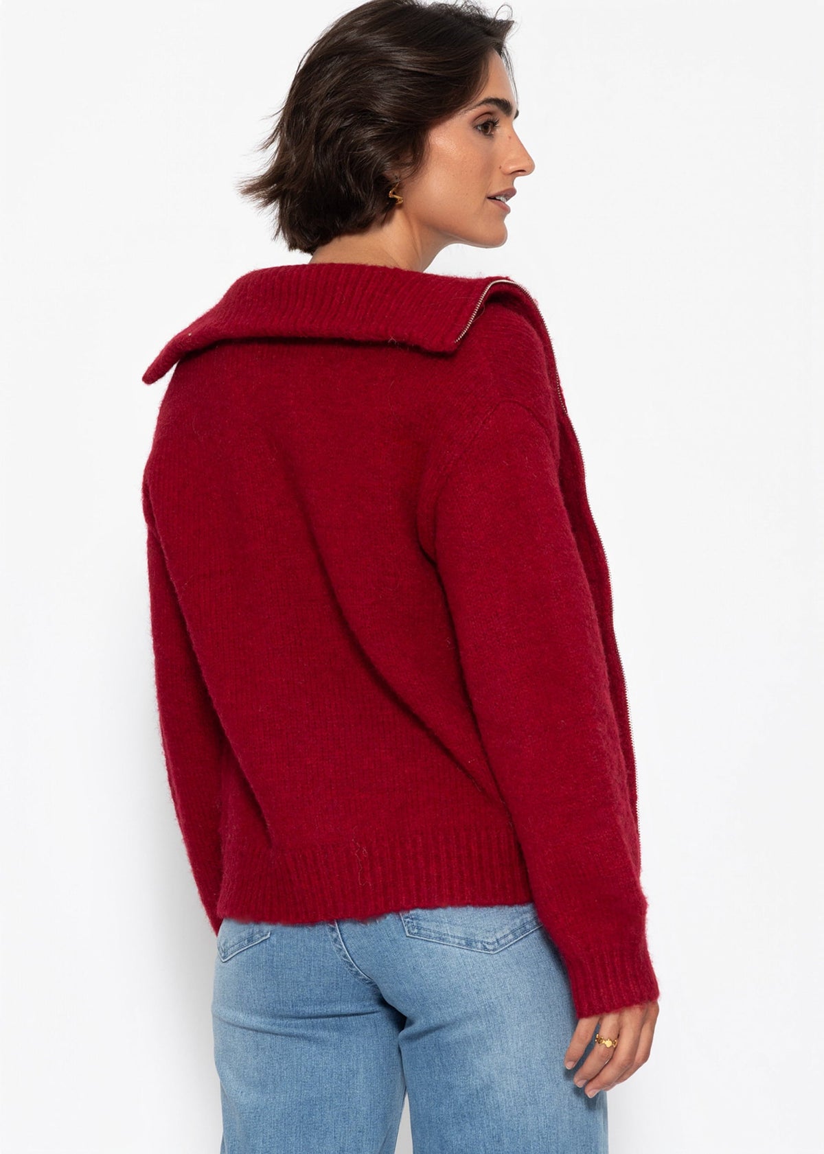Cardigan zippé - bordeaux