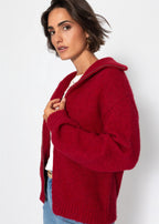 Cardigan zippé - bordeaux