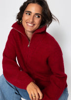 Cardigan zippé - bordeaux