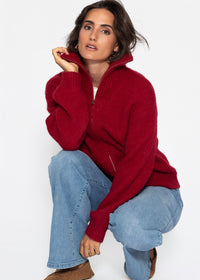 Cardigan zippé - bordeaux
