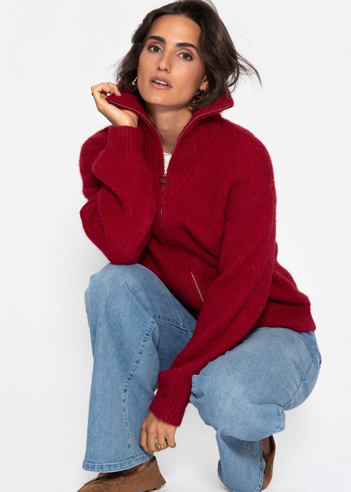 Cardigan zippé - bordeaux