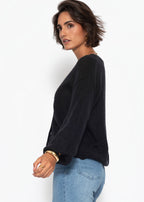 Cardigan en maille fine avec décolleté en V - noir