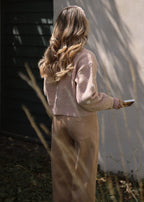 Cardigan avec cœurs blancs - beige