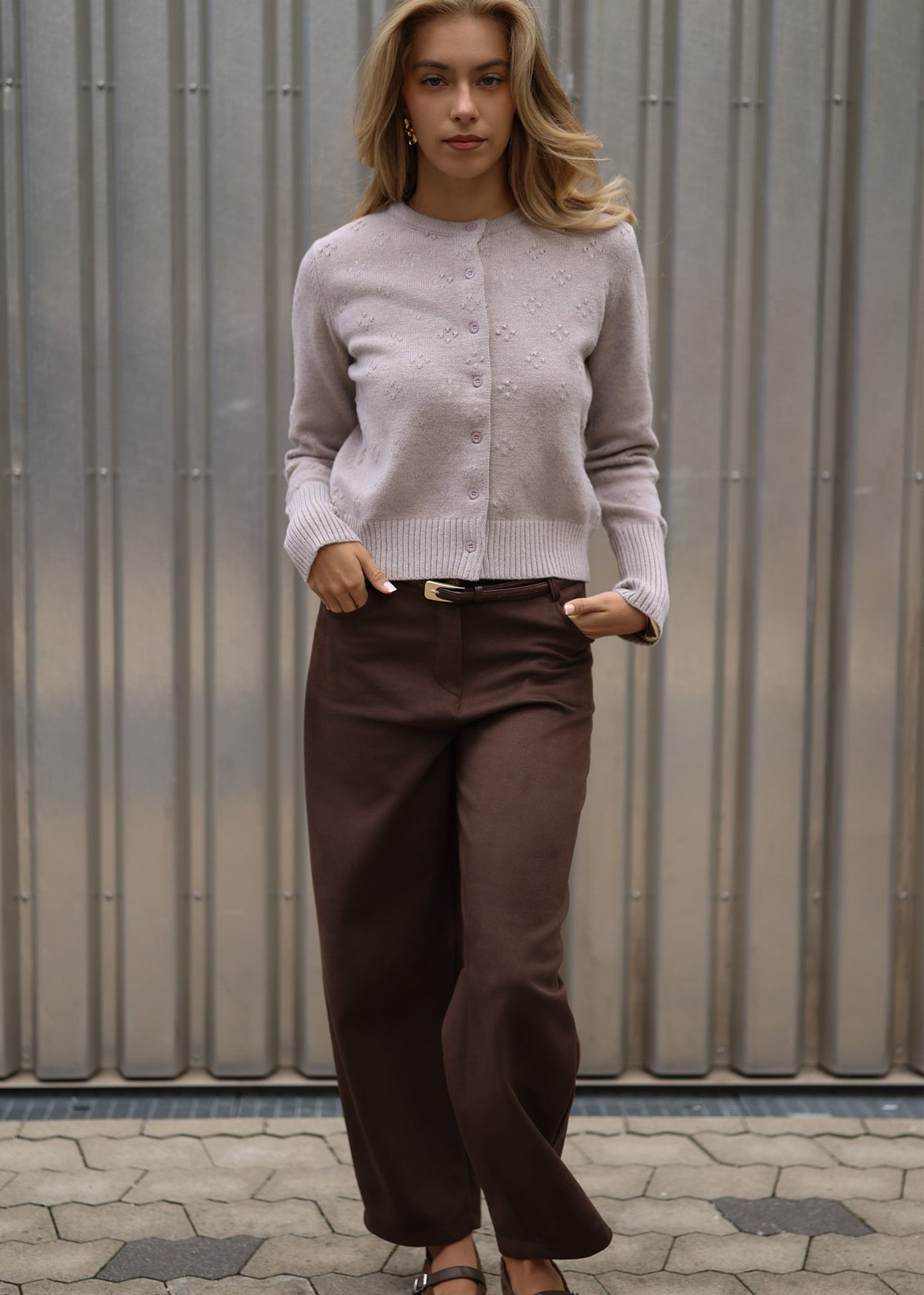 Gilet en maille fine avec motif structuré - gris