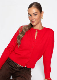 Gilet en maille fine avec motif structuré - rouge