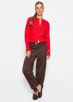 Gilet en maille fine avec motif structuré - rouge