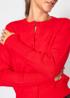 Gilet en maille fine avec motif structuré - rouge
