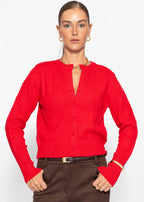 Gilet en maille fine avec motif structuré - rouge