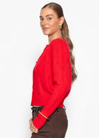 Gilet en maille fine avec motif structuré - rouge