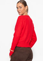 Gilet en maille fine avec motif structuré - rouge