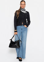 Gilet en maille fine avec motif structuré - noir