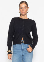 Gilet en maille fine avec motif structuré - noir