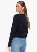 Gilet en maille fine avec motif structuré - noir