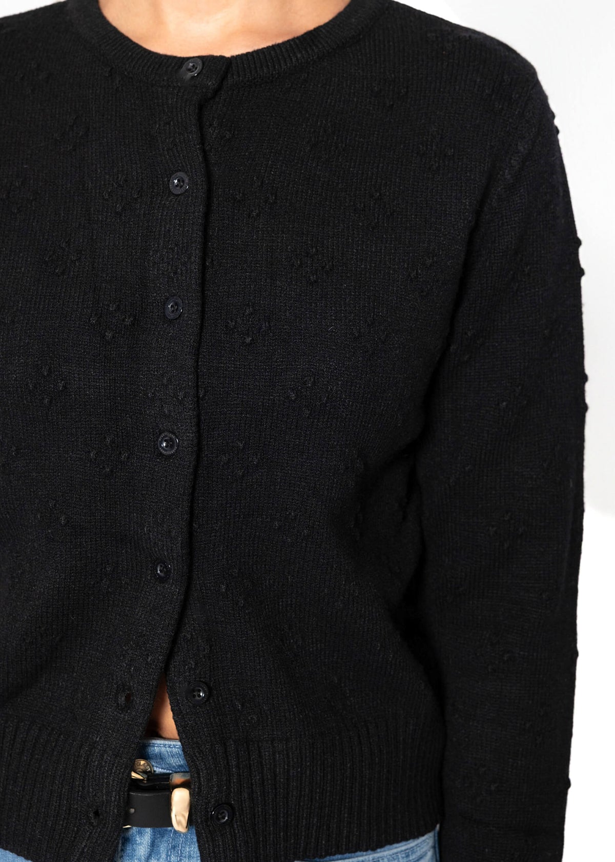 Gilet en maille fine avec motif structuré - noir