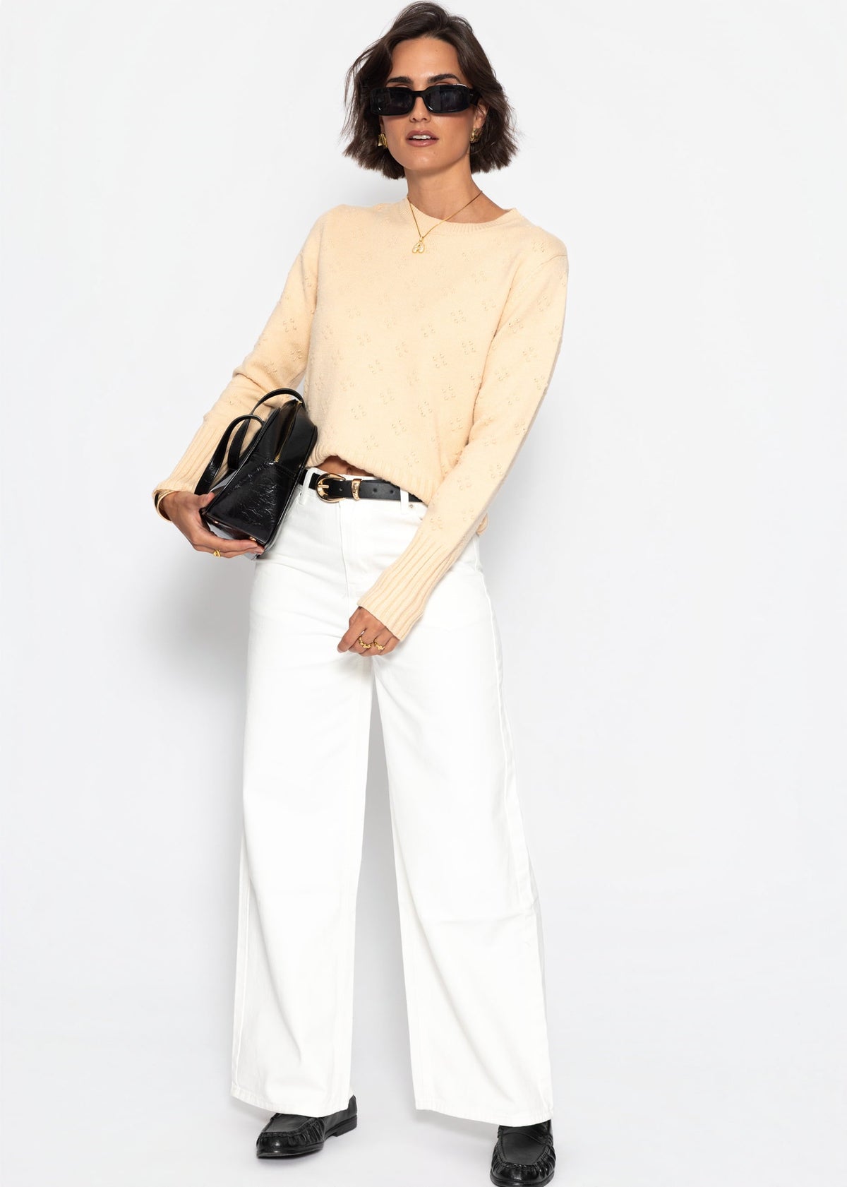 Pull fin en maille avec motif structuré - jaune