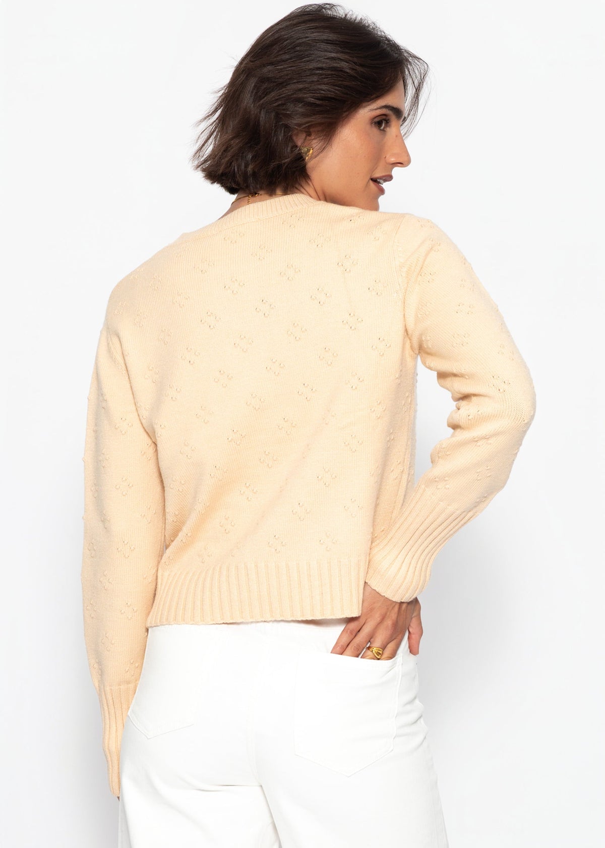 Pull fin en maille avec motif structuré - jaune