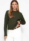 Pull fin tricoté avec motif en relief - vert