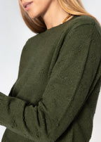 Pull fin tricoté avec motif en relief - vert