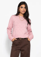 Pull fin avec motif structuré - rose