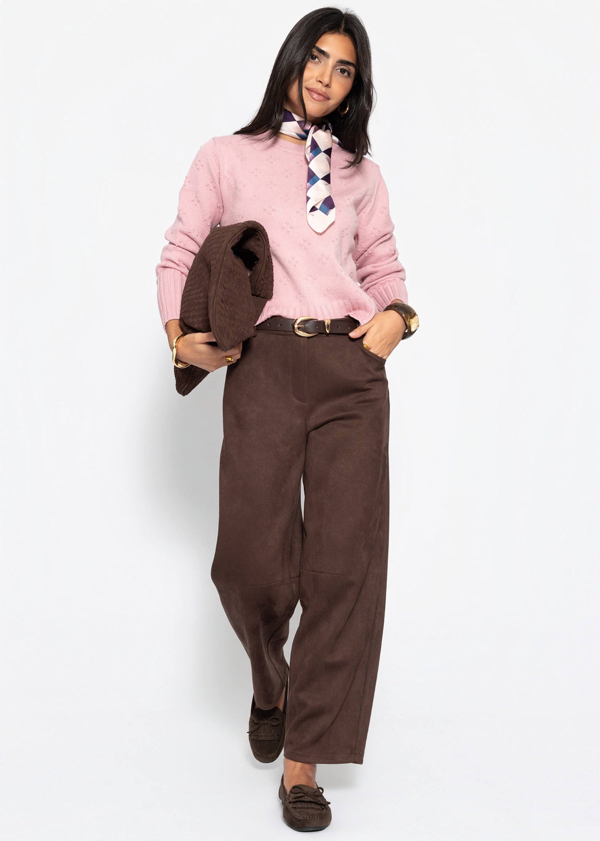 Pull fin avec motif structuré - rose