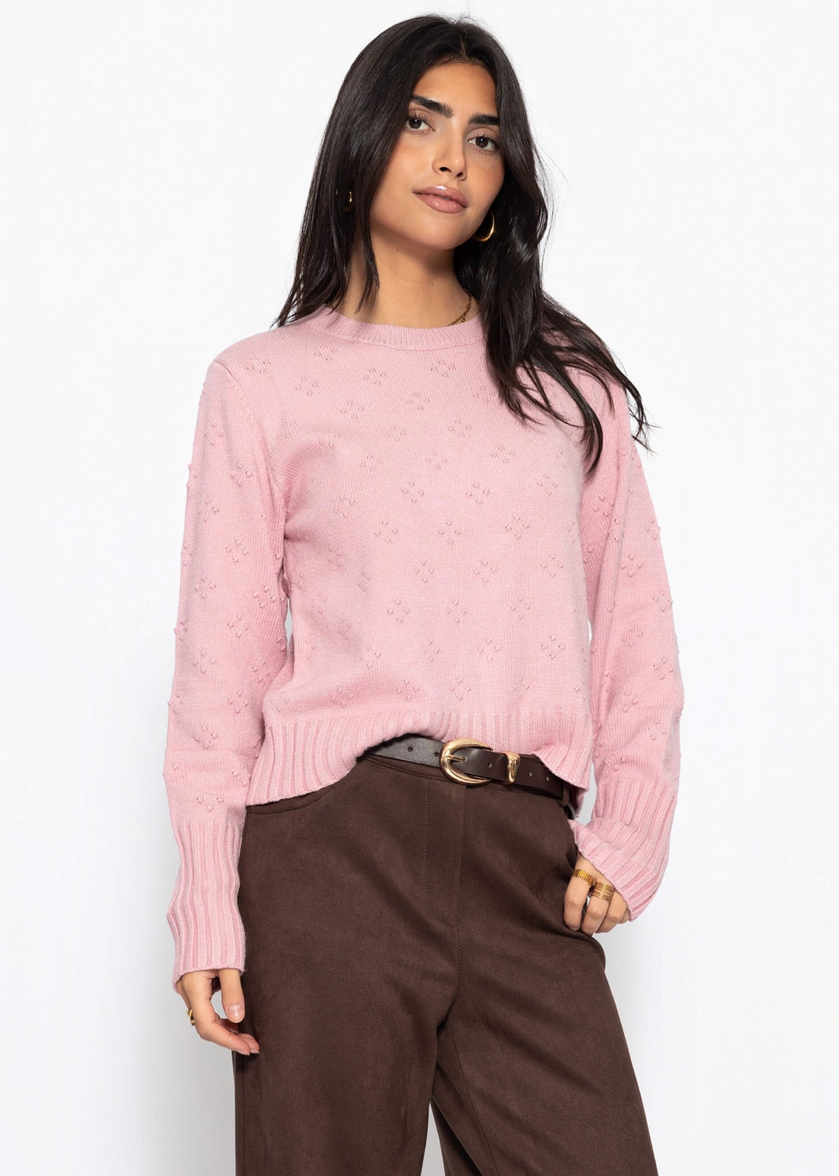 Pull fin avec motif structuré - rose