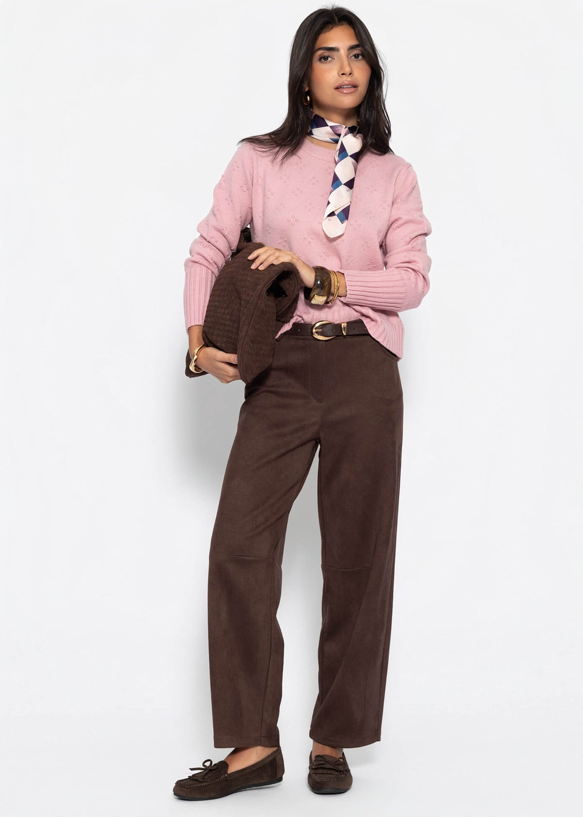 Pull fin avec motif structuré - rose
