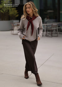 Jupe en satin fluide - marron