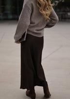 Jupe en satin fluide - marron