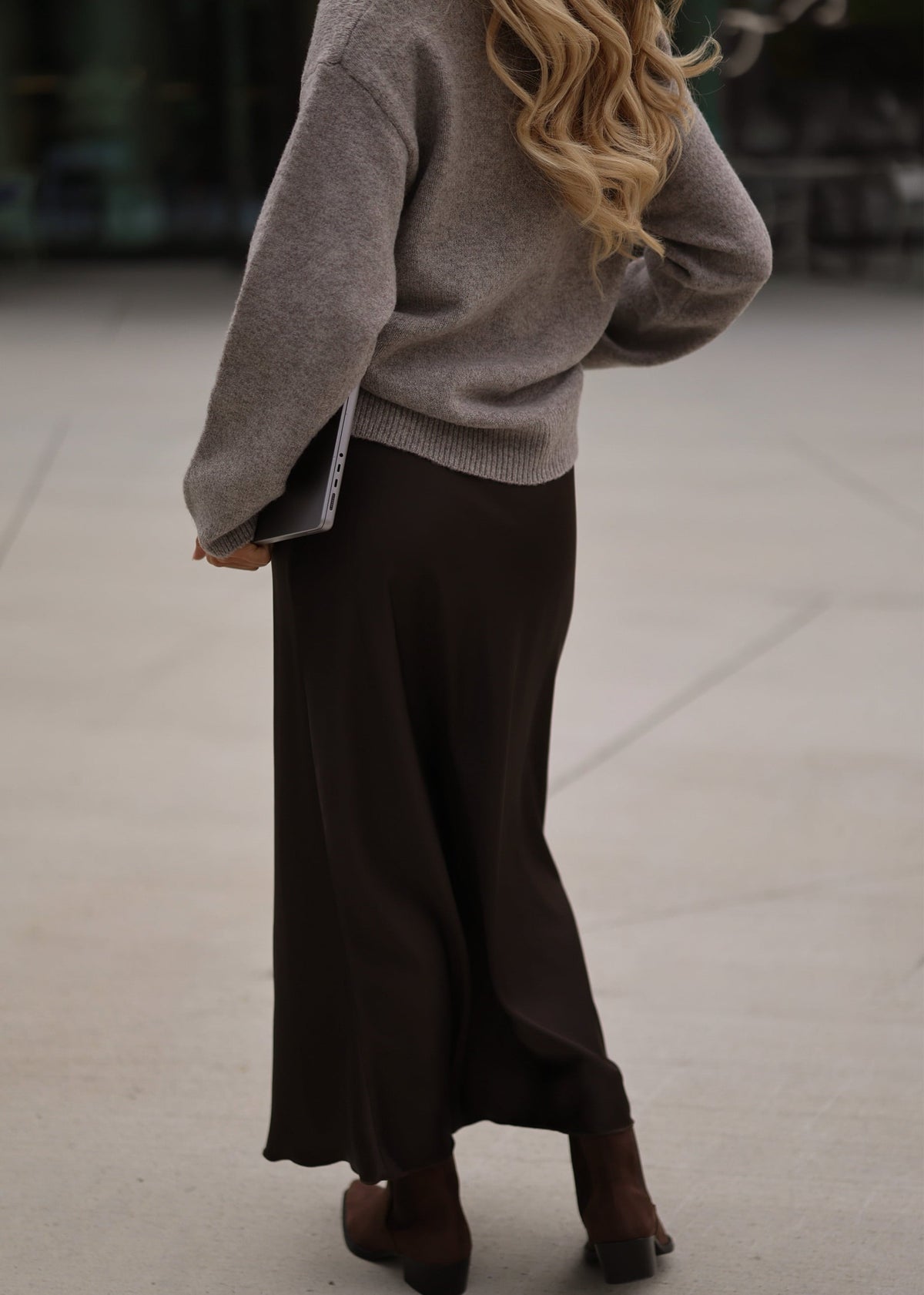 Jupe en satin fluide - marron