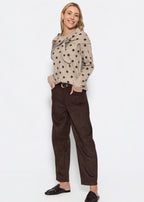 Pull à pois avec écharpe - beige