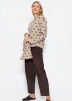 Pull à pois avec écharpe - beige