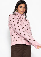 Pull à pois avec écharpe - rose