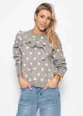 Pull à pois avec écharpe - taupe
