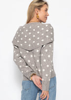 Pull à pois avec écharpe - taupe