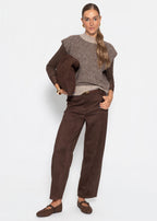 Gilet rayé avec col montant - marron-beige