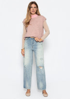 Pullunder rayé avec col montant - rose-taupe