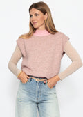 Pullunder rayé avec col montant - rose-taupe