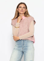 Pullunder rayé avec col montant - rose-taupe