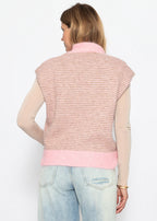 Pullunder rayé avec col montant - rose-taupe