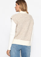 Pullunder rayé avec col montant - taupe-blanc
